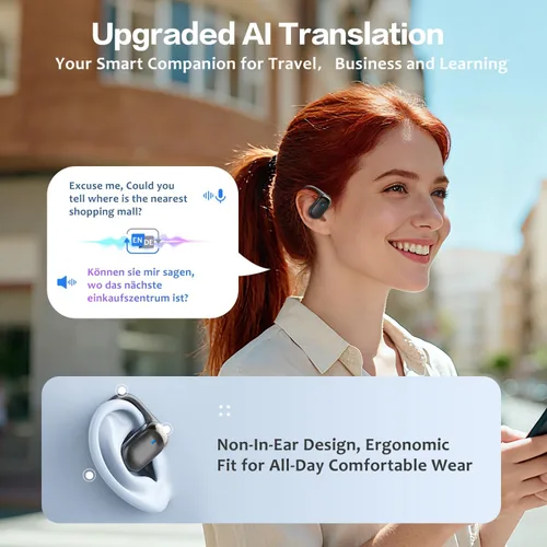 Miniatura 7 de Auriculares de traducción AI en tiempo real, 144 traductores de idiomas auriculares auriculares, traductores de inglés 3 en 1, auriculares