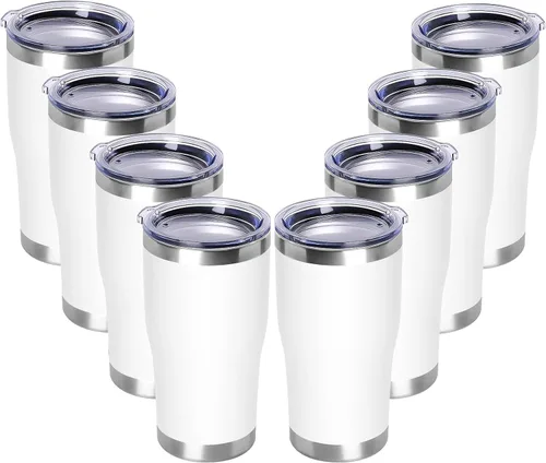 Miniatura 35 de DOMICARE vaso de doble pared con aislamiento al vacío, 20 onzas, con tapa, vaso de viaje de acero inoxidable, vaso de café con recubrimiento