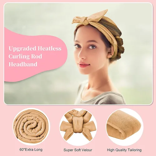 Miniatura 5 de Rizadores de cabello suaves extra largos de 60 pulgadas para dormir, sin calor, rodillos de pelo (caqui)