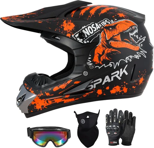 Miniatura 14 de SPARK Youth Kids Dirt Bike Helmets - Lightweight & Vented, Full Face, 4Pcs Set with Gloves, Goggles & Mask for Ages 5-14 (Motocross ATV Off-Road)