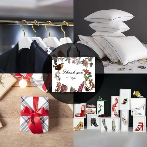 Miniatura 6 de WAKAKO Paquete de 60 bolsas de agradecimiento para negocios, bolsas de regalo de plástico reutilizables para compras al por menor con asa de bucle