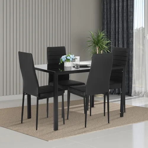 Miniatura 2 de NChanmar Juego de mesa de comedor para 4 muebles, juego de comedor de 5 piezas, mesa de cocina moderna con sillas tapizadas de piel sintética y mesa