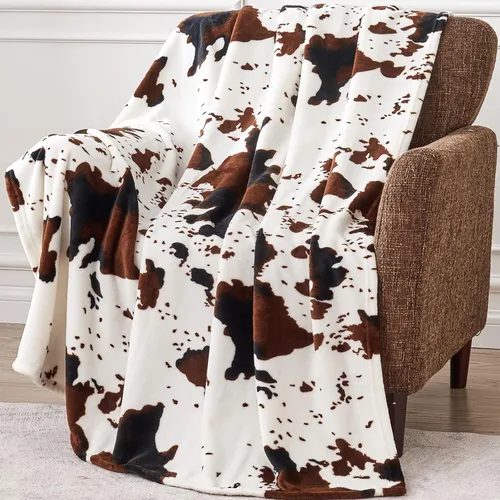 Miniatura 17 de Edenleaf Manta con estampado de vaca, manta de vaca ultra acogedora para sofá, cama y viajes, manta decorativa con estampado de vaca para todas