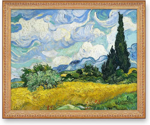 Miniatura 690 de A&T ARTWORK Campo de trigo con cipreses de Van Gogh Las reproducciones de arte clásico mundial, impresiones en lienzo giclée para decoración