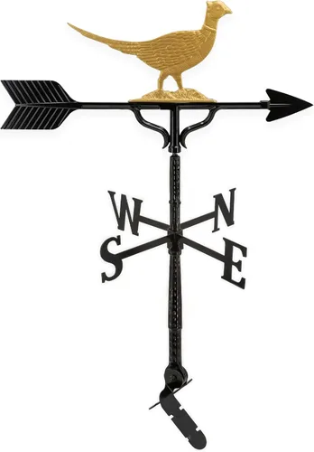 Miniatura 4 de Montague Metal Products Veleta de lujo de 32 pulgadas con adorno de faisán negro satinado
