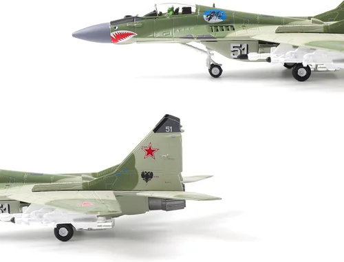 Miniatura 7 de NUOTIE 1/100 MIG-29 Fulcrum Metal Fighter Model Kit de simulación militar modelo de avión aleación militar pre-construcción adornos adecuados