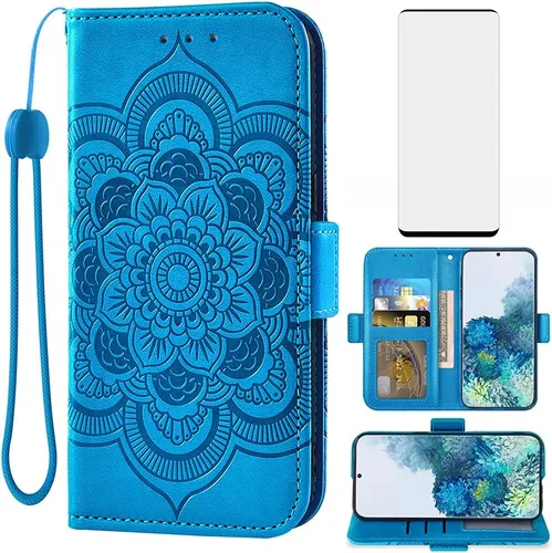 Compatible con Samsung Galaxy S20 Plus Glaxay S20+ 5G - Funda tipo cartera y protector de pantalla de vidrio templado con tapa para Gaxaly S20+5G