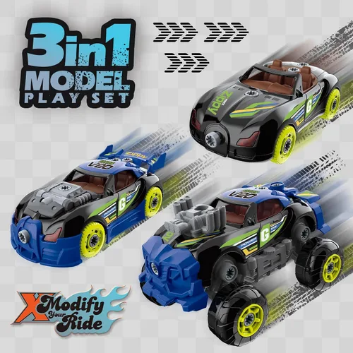 Miniatura 3 de Pup Go 3 en 1 Coche de Construcción para Niños de 3 años en adelante, Coche para Desmontar con Taladro Eléctrico, Camión de Juguete de Construcción