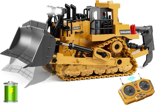 Miniatura 11 de KIDMARKT Excavadora de juguete con control remoto para niños Camión de construcción de metal de 11 canales con luces, 2 baterías de 1200 mAh