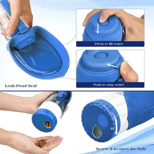 Miniatura 4 de TIOVERY Botella de agua mejorada para perros, dispensador portátil de agua para perros, gatos, cachorros y mascotas con vaso para beber y contenedor