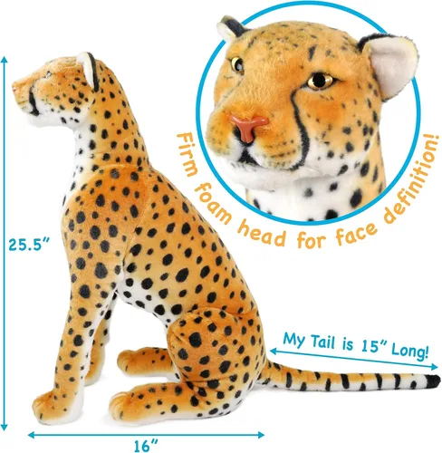 Miniatura 4 de TigerHart Cecil The Cheetah - Peluche de leopardo grande de 25 pulgadas de alto