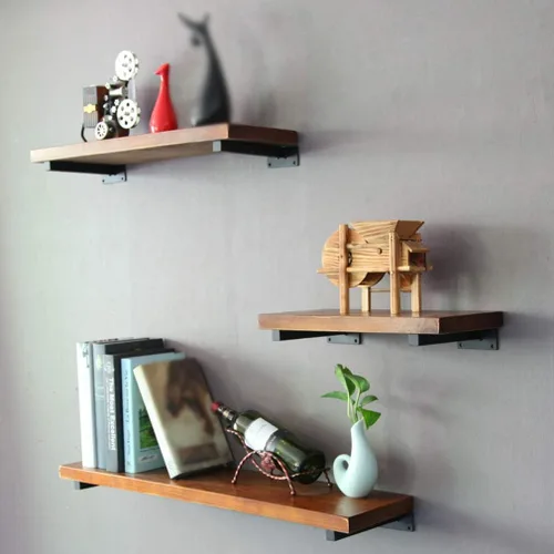 Miniatura 3 de Soporte de tubo rústico flotante, soporte de tubo cuadrado de hierro forjado oculto para pared en ángulo, para estantes, cocina, baño, oficina