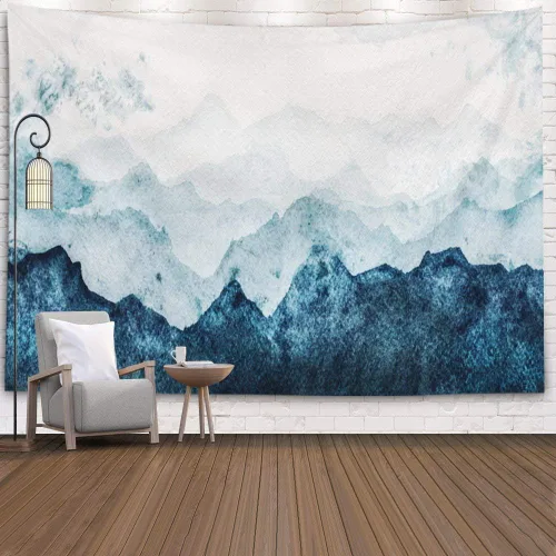 Miniatura 58 de EMMTEEY Tapiz de pared con bosque - Árbol de pino verde y niebla, arte de pared natural, 80x60 pulgadas, tapiz grande de estilo bohemio para sala