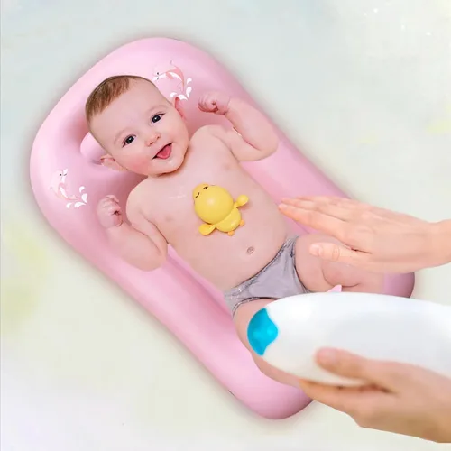 Miniatura 6 de Bañera inflable para bebé, asiento de bañera para recién nacido, piscina antideslizante para sentarse, ducha plegable para niños pequeños, baño