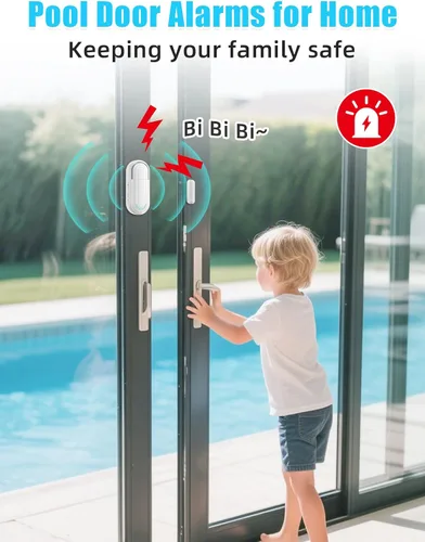 Miniatura 5 de Alarmas de puerta Sanjie para seguridad de niños/seguridad en el hogar/demencia, alarma de puerta de piscina inalámbrica, 4 modos de funcionamiento