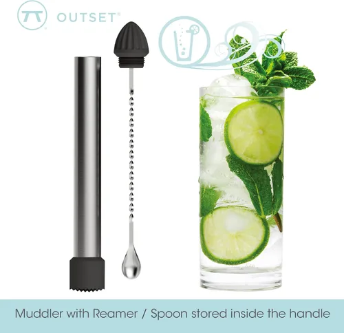 Miniatura 4 de Outset Muddler de cóctel profesional, 3 en 1, agitador, exprimidor
