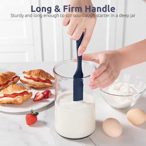 Miniatura 3 de U-Taste Espátula delgada de silicona para tarros: resistente al calor hasta 600ºF, grado alimenticio, de 10 pulgadas de largo, estrecha, para agitar