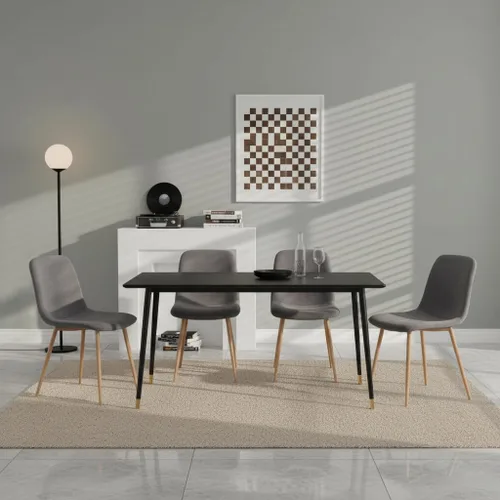 Miniatura 3 de Juego de 4 sillas de comedor de terciopelo, sillas de cocina modernas, patas de metal, sillas laterales tapizadas para comedor, sala de estar