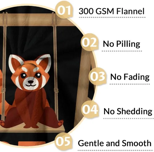 Miniatura 4 de Manta de panda rojo para niños, suave, mullida y acogedora, manta de regazo de 30 x 40 pulgadas para sofá, oficina, mantas cálidas negras para regalo