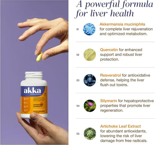 Miniatura 5 de AKKA - Akkermansia Probiotic Liver Cleanse Detox & Repair - Suplemento de salud hepática para energía, digestión y metabolismo con Akkermansia