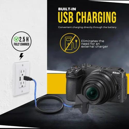 Miniatura 5 de BM Premium Batería EN-EL25 con puerto de carga USB-C integrado compatible con cámaras digitales Nikon Z30, Z50, Z50 II, Z fc