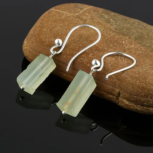 Miniatura 11 de Aretes de aro de cristal afganita natural Piedras afganas de alto grado Aretes chapados en plata Gota lisa Joyas de piedras preciosas hechas