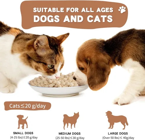 Miniatura 5 de Dancing Tail Golosinas Crudas Liofilizadas para Gatos y Perros, Ingredientes Limitados Saludables Cubos de Pollo Control de Peso Golosinas
