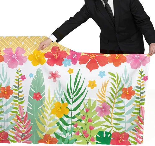 Miniatura 5 de Gatherfun Hawaiian Luau - Juego de suministros para fiesta, incluye 2 manteles de plástico desechables con temática Aloha, decoraciones de fiesta