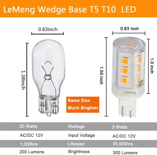 Miniatura 2 de Bombilla LED de 3 W T10 con base de cuña RV 921, 12 VAC/CC, paisaje, jardín, patio, camino, entrada, Malibu, caravana, remolque, autocaravana