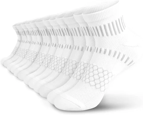 Miniatura 11 de IRAMY Calcetines de compresión de tobillo para hombres y mujeres, acolchados, para correr, atléticos, alivio de la fascitis plantar, 2/4/6 pares