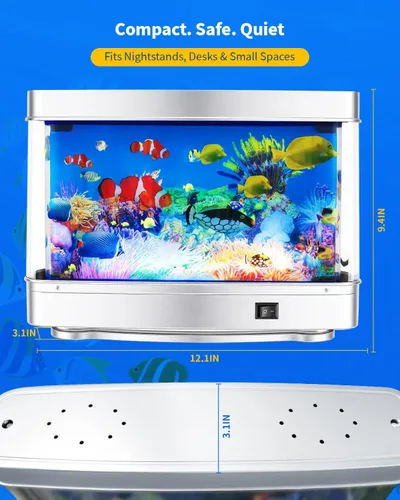 Miniatura 5 de Lámpara de Pecera Falsa – Decoración Frutiger Aero Pecera Artificial con Peces en Movimiento – Luz de Acuario Falsa Relajante y Luz Nocturna Azul