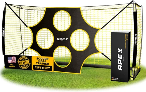 Apex Sports - Portería de fútbol de 12x6 pies con objetivo de precisión – Red de fútbol portátil con objetivo de 10 agujeros extraíble, diseño