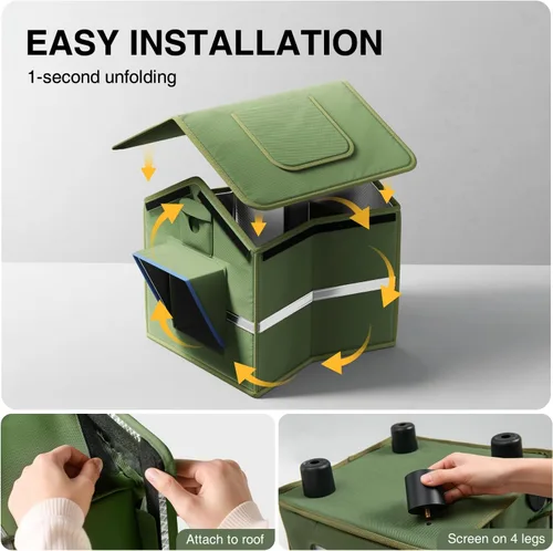 Miniatura 5 de Casa para gatos al aire libre con cámara 2K para un solo gato de hasta 12 libras, refugio aislado a la intemperie, puerta magnética, cámara de doble