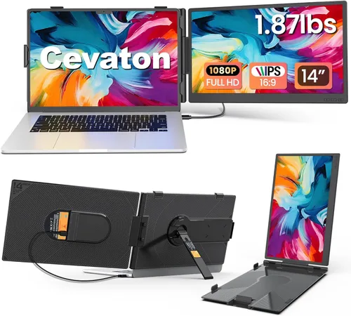 Cevaton - Extensor de pantalla para laptop de 14.2 pulgadas, monitor portátil ultrafino de 1.87 libras para laptop, monitor de viaje ligero FHD de