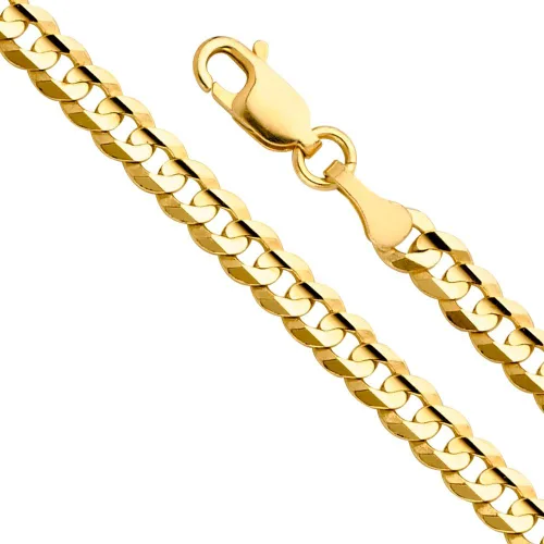 Miniatura 6 de Collar de cadena cóncava cubana cubana de 14 quilates, amarillo/blanco/oro de dos tonos, 0.551 in, 0.472 in, 0.374 in, 0.315 in, 0.276 in, 0.236 in