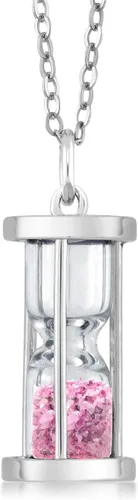 Miniatura 10 de Gem Stone King Colgante de reloj de arena de plata de ley 925 con cadena de polvo de piedras preciosas de 0,75 quilates de 18 pulgadas