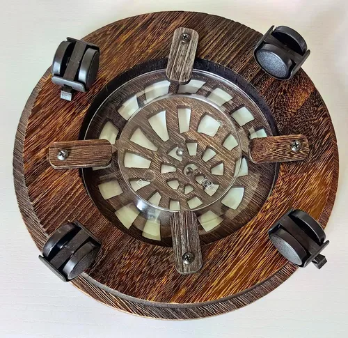 Miniatura 8 de Carrito de madera para plantas, carrito rodante resistente con ruedas giratorias, soporte móvil para macetas, estante redondo para plantas