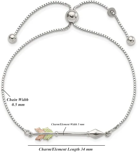 Miniatura 3 de Pulsera ajustable de plata de ley de oro de 12 quilates con flecha, joyería fina para mujer, Metal, Gema