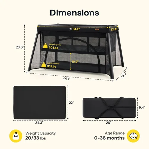 Miniatura 2 de HARPPA Cuna de viaje con colchón cómodo, cuna portátil ligera que no requiere montaje, paquete plegable y juego para bebés y niños pequeños, patio
