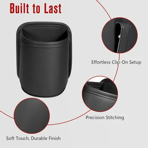 Miniatura 7 de Organizador de cuero para tazas de automóvil (paquete de 2) Portavasos con clip antideslizante para asiento trasero, puerta lateral del automóvil