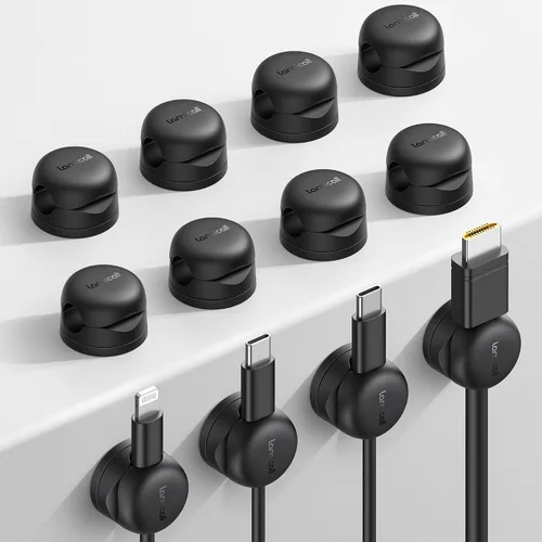 Miniatura 9 de Paquete de 6 Organizadores de Cables Giratorios, Clips de Cable de Resorte - Lamicall [Bloqueo de 1s] Soporte de Cables, Gestión de Cables