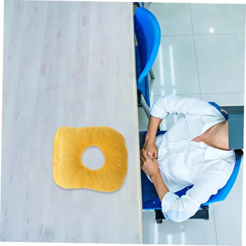 Miniatura 4 de Almohada suave con forma de dona, almohada de espuma viscoelástica para dormir boca abajo, malla transpirable, color amarillo