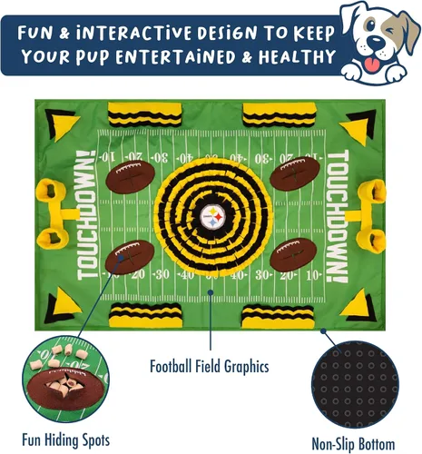 Miniatura 3 de NFL Pittsburgh Steelers - Tapete de olfato para perros, comedero lento interactivo para mascotas, diseño de campo de fútbol, juguete de rompecabezas