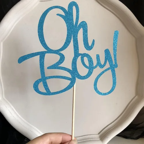 Miniatura 6 de Decoración azul con purpurina para pastel de baby shower, decoración de pastel para It'a A Boy Baby Shower Baby Shower Cake Party Suministros