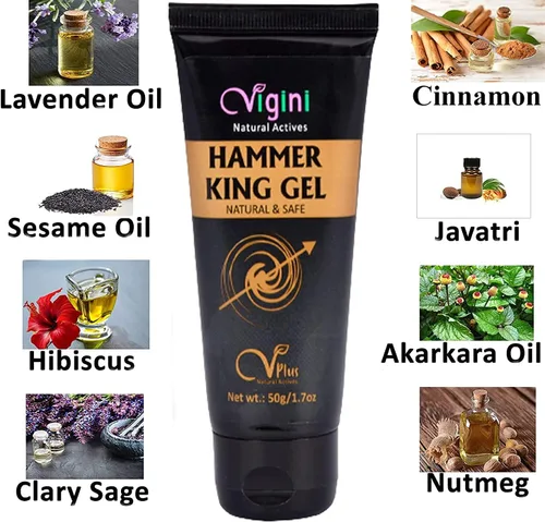 Miniatura 3 de Drop Vigini Natural Hammer King Long Time Gel Crema Gel Masculino Fuerza Aumento Energía Resistencia Potencia Retraso Tiempo Sensual Masaje Titán