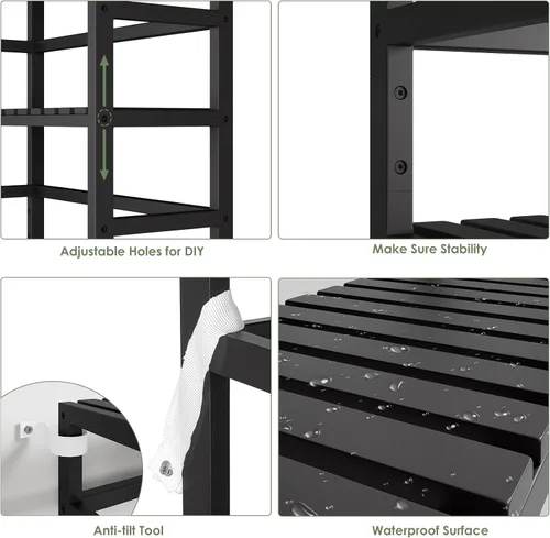 Miniatura 5 de Bamjoy Estante de bambú, estantería de 6 niveles, estantes de almacenamiento ajustables, estante alto para plantas, estante de almacenamiento