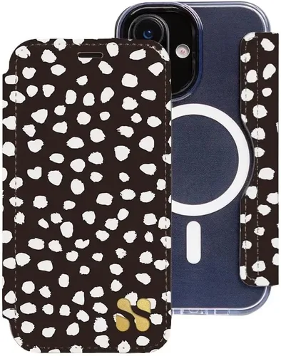 Miniatura 79 de SafeSleeve Funda de piel tipo cartera desmontable para iPhone 14 con bloqueador EMF para teléfono celular con 3 tarjeteros y soporte ajustable