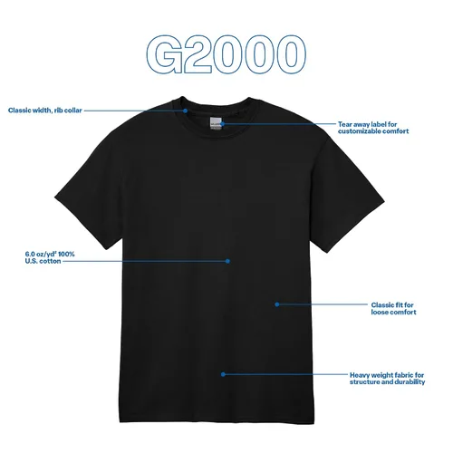 Miniatura 4 de Gildan Camiseta unisex de algodón ultra para adultos, estilo G2000, paquete múltiple, Negro (3 paquetes)