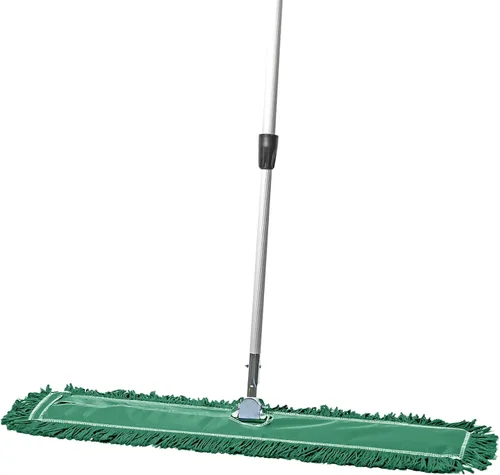 Miniatura 10 de Trapeador de polvo comercial rojo de 48 pulgadas y barredora de piso con mango extensible, trapeador para limpieza de suelos de madera dura