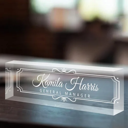 Miniatura 45 de Placa de nombre de escritorio personalizada, placa de identificación acrílica, placas de identificación personalizadas para regalos de oficina